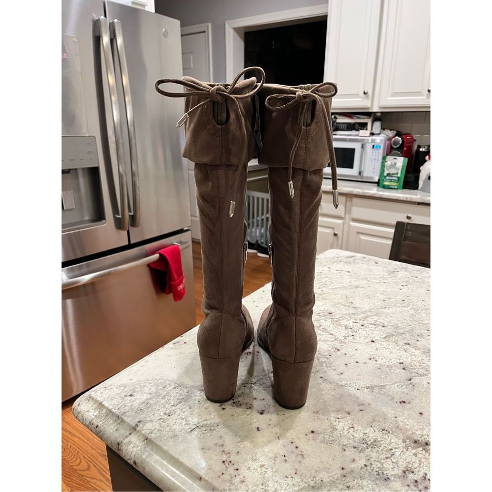 Marc Fisher Brown Faux Suede Cuff Tie Knee Boots sz 29 EUC - Picture 8 of 9